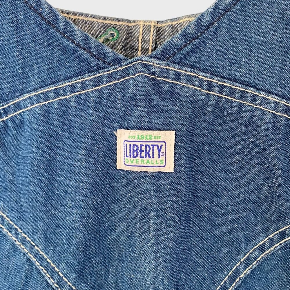 Liberty Stonewashed Denim Bib Overalls Blue Men's Size 38X30 Carpenter Workwear - Picture 12 of 13
